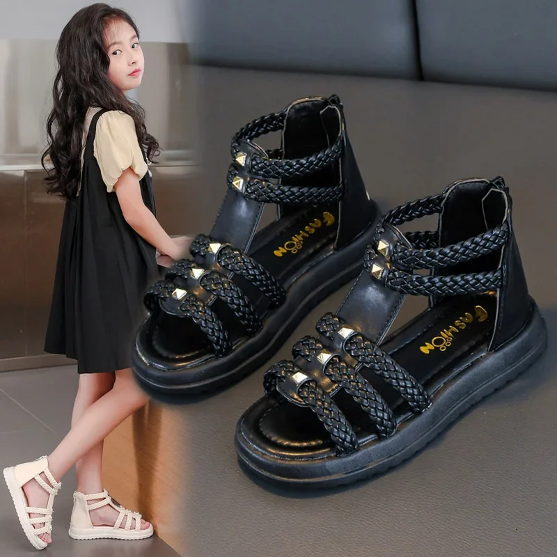 Sandalias romanas abiertas trenzadas para niñas – Verano cómodo - imagen 3