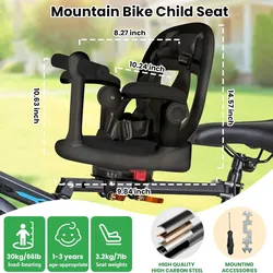 Asiento infantil delantero para bicicleta 360° giratorio con cinturón