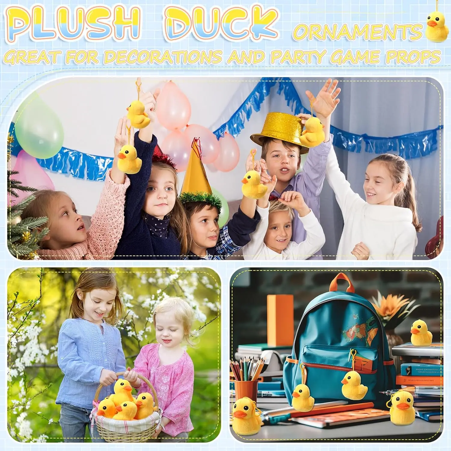 Peluche de pato relleno suave amarillo para niños y niñas - imagen 3