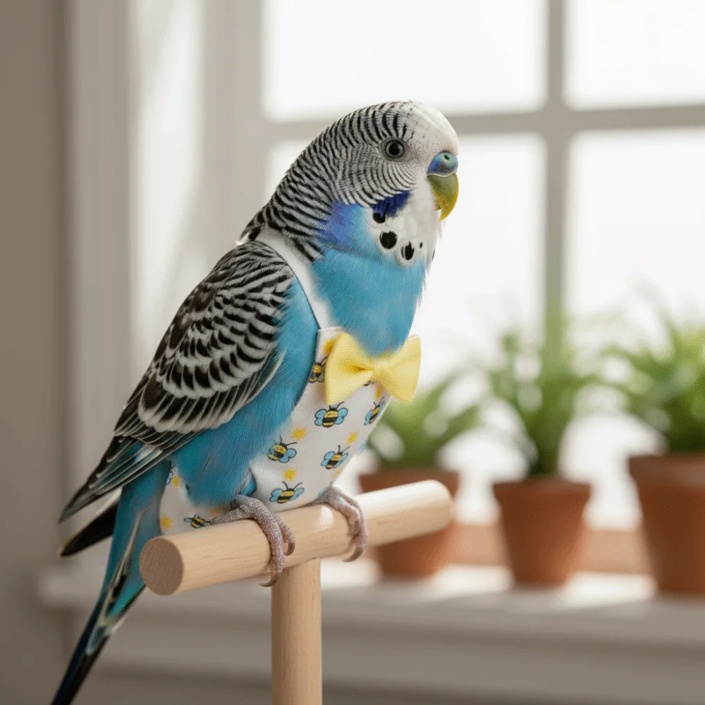 Detalle del ajuste y forma de chaleco para pájaros