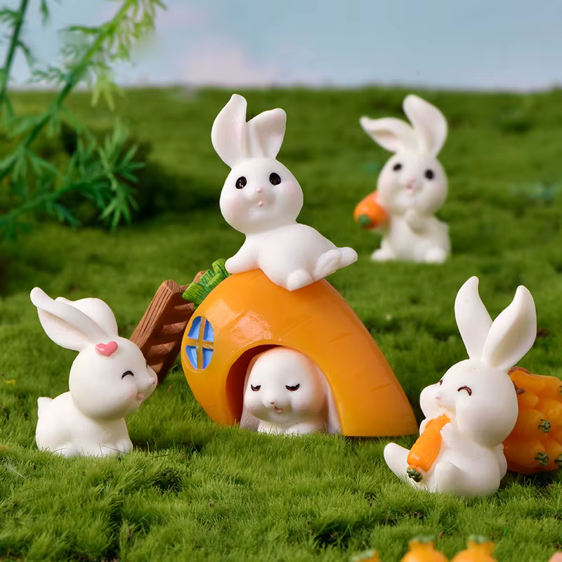 Figura con conejo en resina para decoración de Pascua infantil - imagen 3