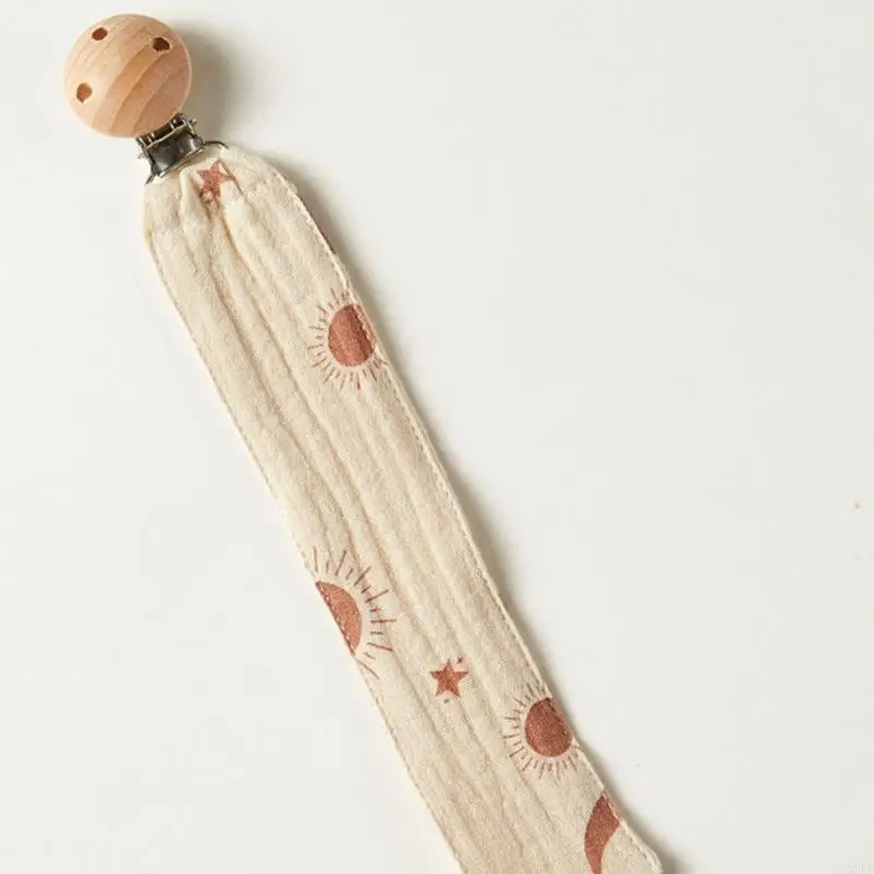 Cadena de madera para chupete de bebé – Algodón estampado - imagen 4