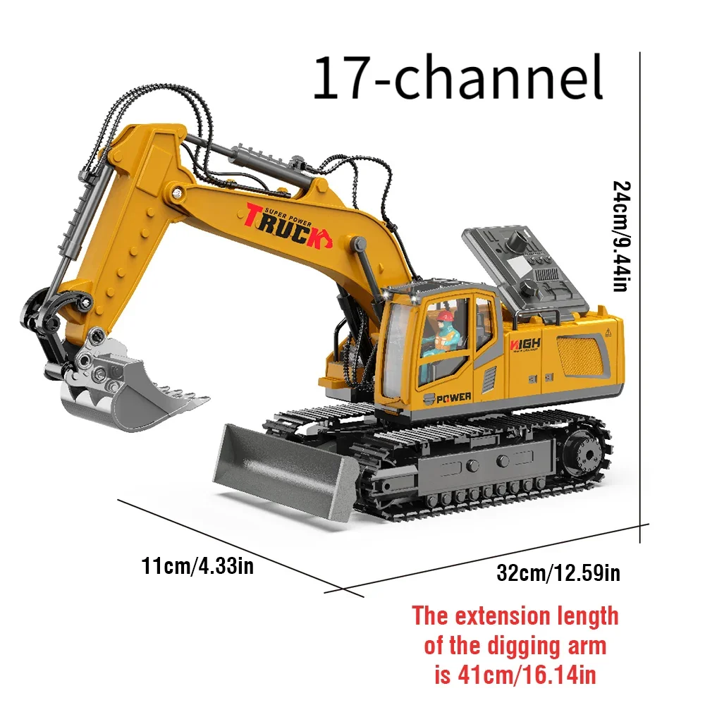 Excavadora RC de aleación con luces y sonido para niños - imagen 4