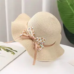 Sombrero de paja de ala ancha para niños con protección UV - Verano