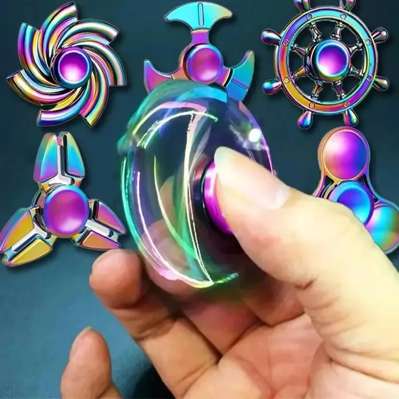 Spinner antiansiedad de metal giratorio con arcoíris para manos