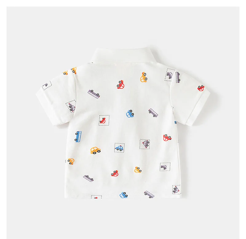 Polo infantil de algodón fino con estampado de coche para niño - imagen 2