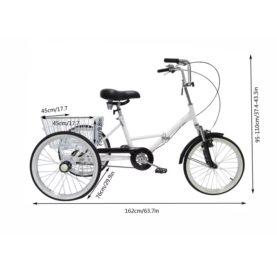 Triciclo plegable para niños con cesta y freno en V de una velocidad - imagen 3