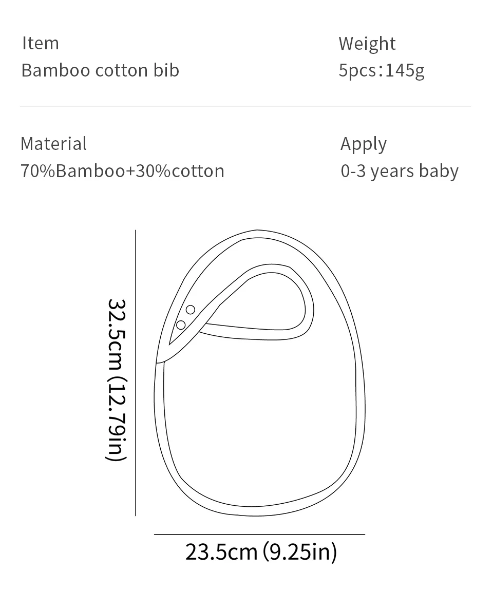 Pack de 5 baberos de muselina unisex