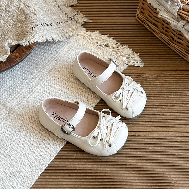 Zapatos de cuero para niña con lazo en fiesta, antideslizantes - imagen 2