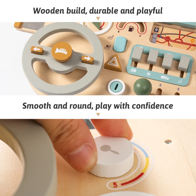 Volante de madera para niños - Tablero sensorial educativo