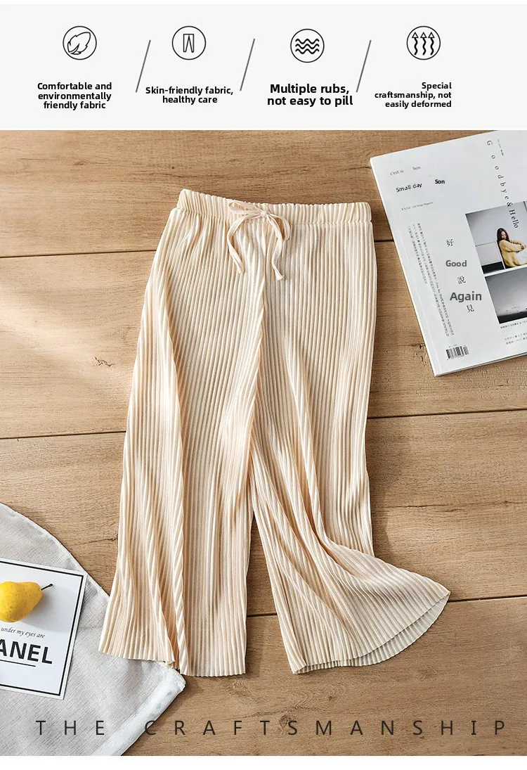 Detalle del tejido y caída de los pantalones de verano