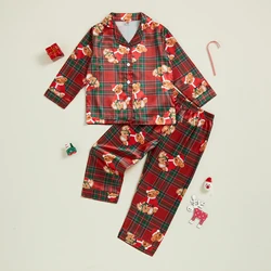 SUNSIOM Pijamas navideñas niño – Conjunto algodón con estampado oso