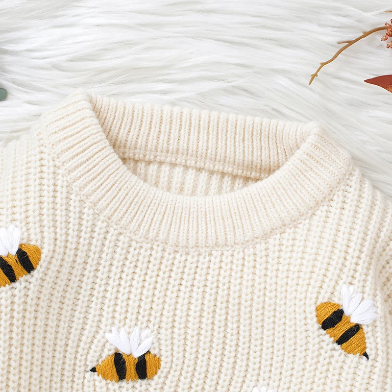 Suéter blanco para bebé de manga larga tejido unisex otoño invierno - imagen 2