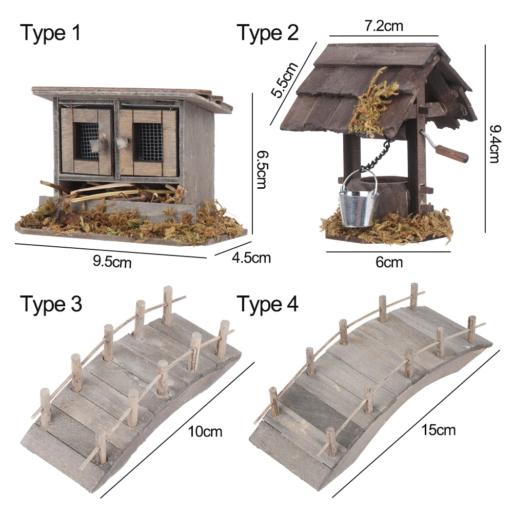 Casita de muñecas mini con puente pozo gallinero jardín hadas - imagen 5