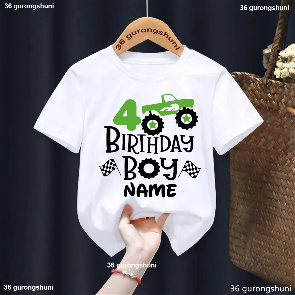 Camiseta personalizada de coche monstruo con nombre para cumpleaños - imagen 3