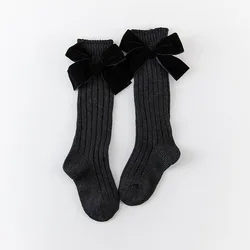 Calcetines de terciopelo con lazo para bebé y niña, suaves y cálidos