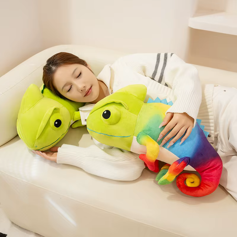 Peluche camaleón con cola móvil, gordo y suave, almohada cálida - imagen 5