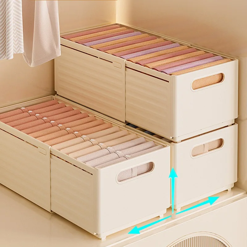 Organizador de armario con compartimentos: caja retráctil para ropa