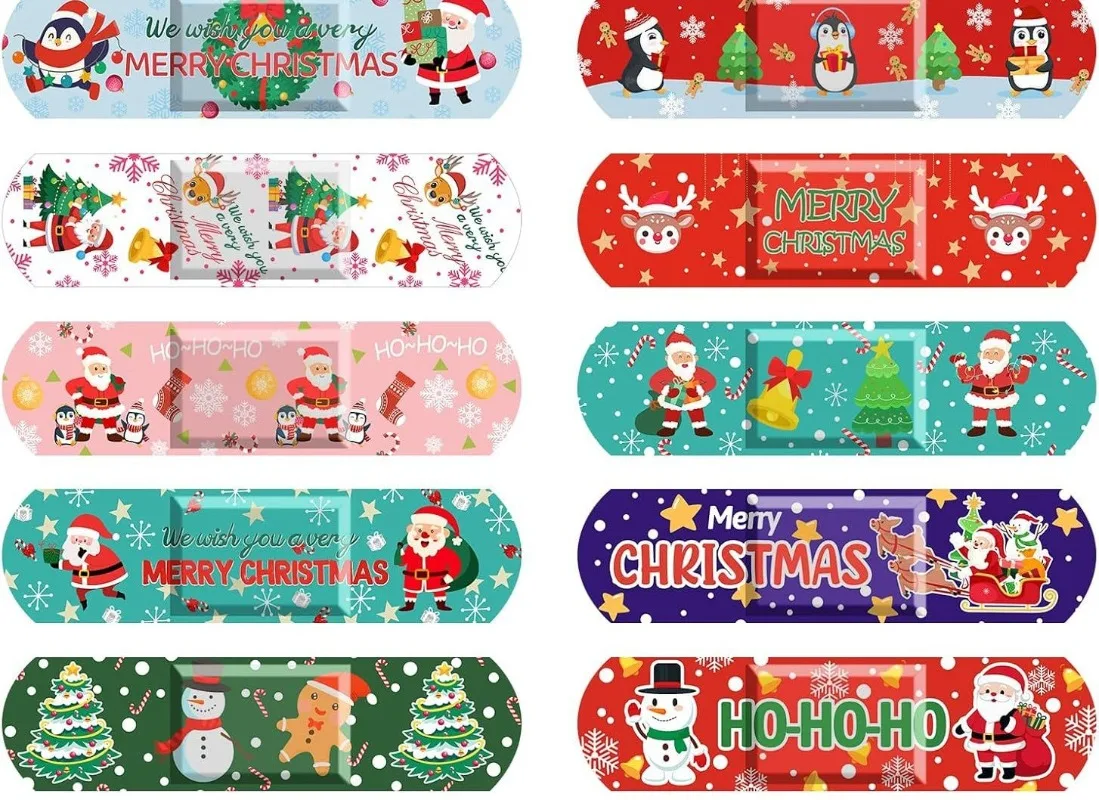Tiritas infantiles navideñas para dedos adhesivas impermeables