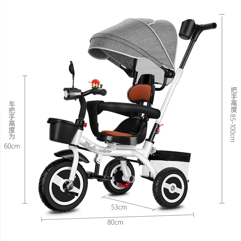 Triciclo 3 en 1 para niños: cochecito, bici plegable y reclinable - imagen 2