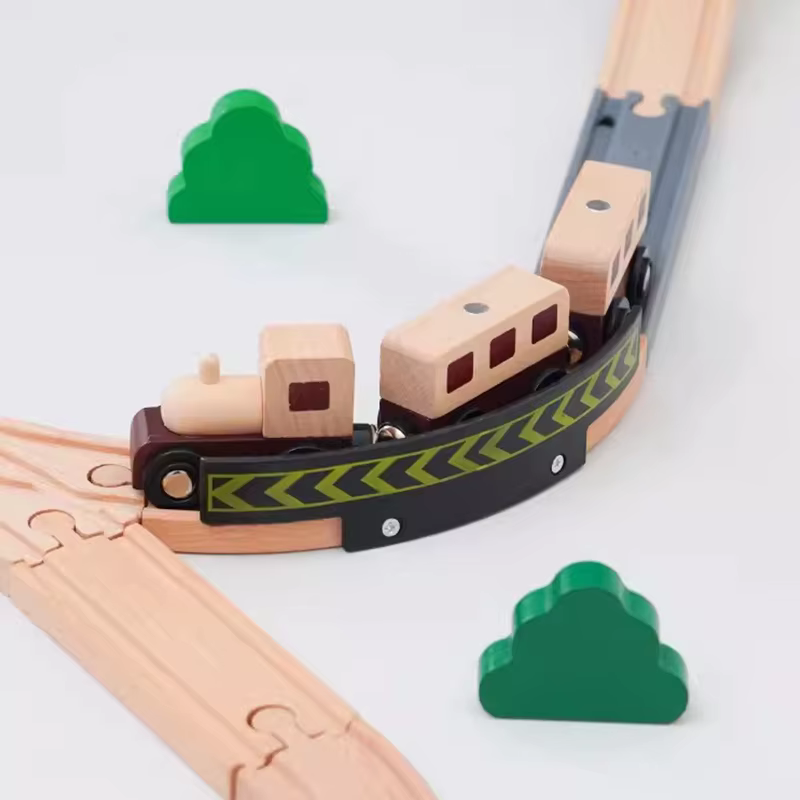 Accesorios de vías de tren de madera para distintas configuraciones