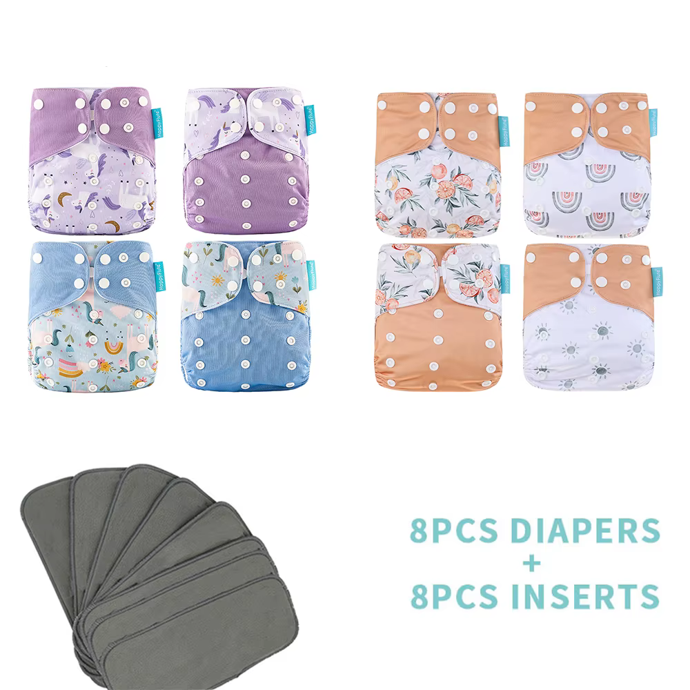 Pack de 8 pañales de tela HappyFlute