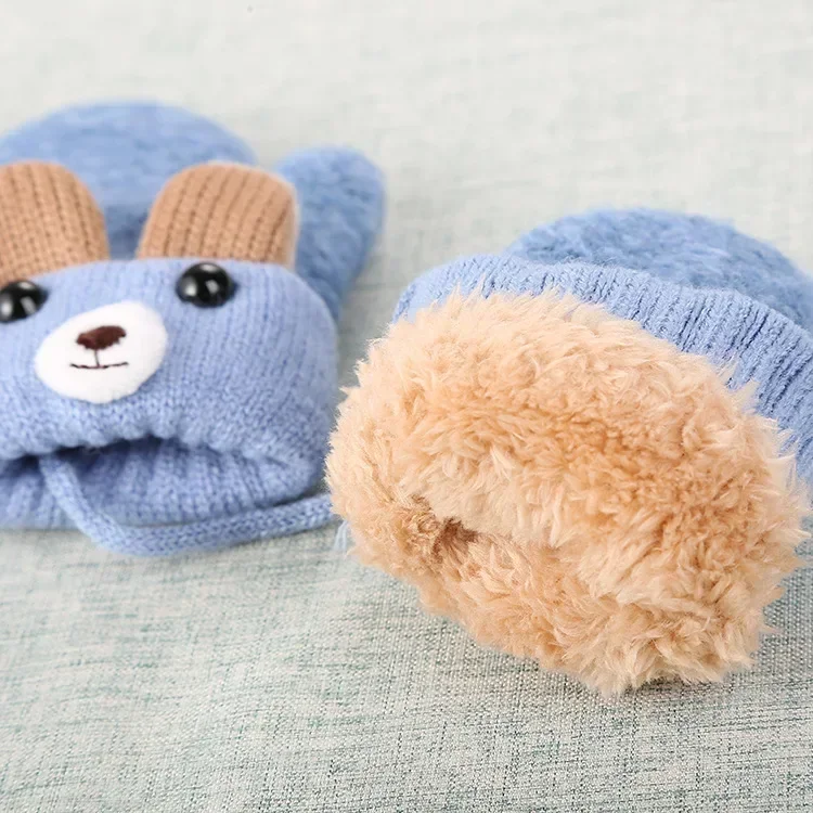 Guantes de lana para bebé – Suaves con cordón para invierno - imagen 4