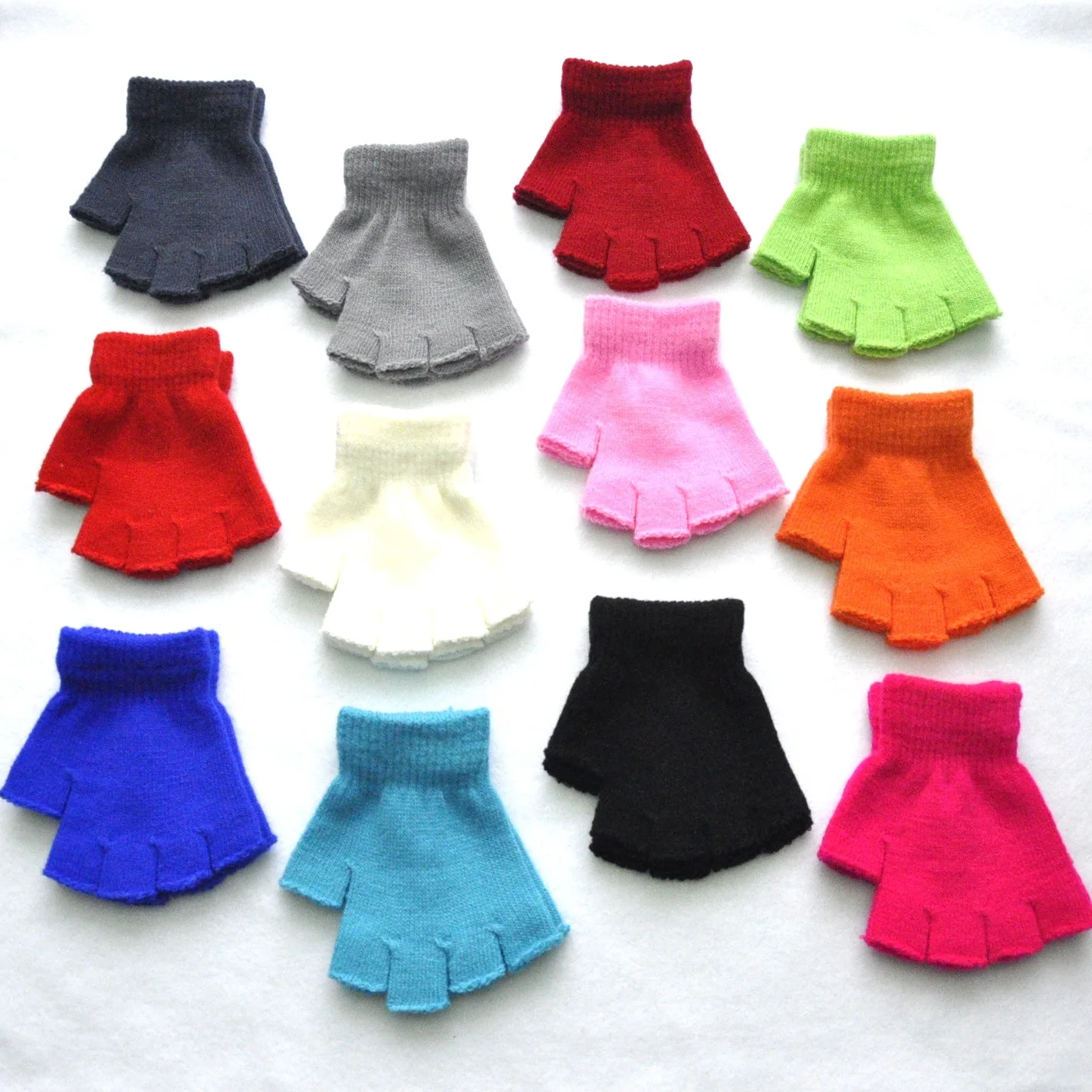 Guantes de punto de medio dedo cálidos para niños en invierno - imagen 4