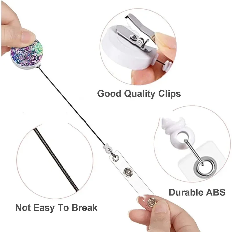 Soporte retráctil para insignia con clip de carrete estampado mármol - imagen 4