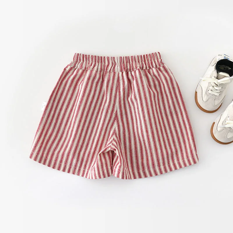 Pantalones cortos de bebé a rayas rojo y blanco, verano transpirable - imagen 3