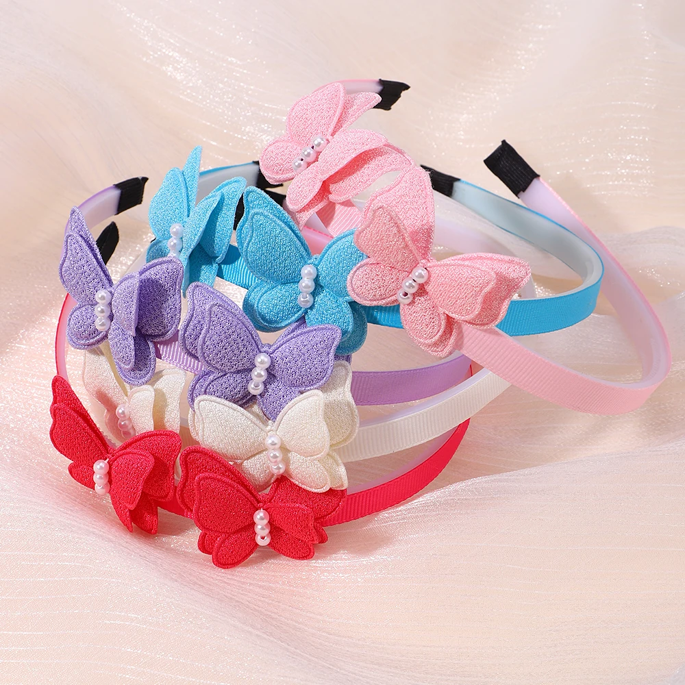 Diadema de pelo con mariposa y perlas para niñas - imagen 4