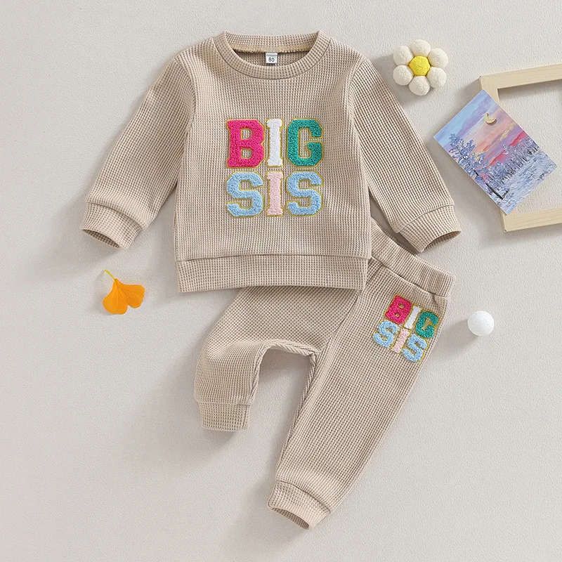 Conjunto sudadera waffle Milangel para niñas – Ropa de otoño 2 piezas - imagen 2