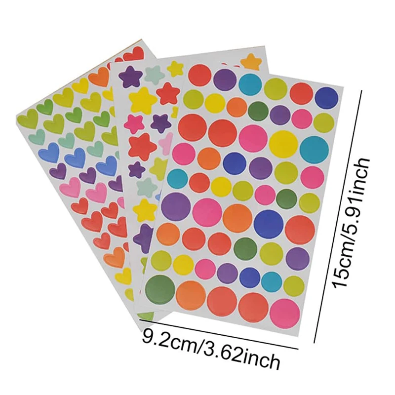 Pegatinas para niños de papel puntos corazones estrellas – Decoración - imagen 4