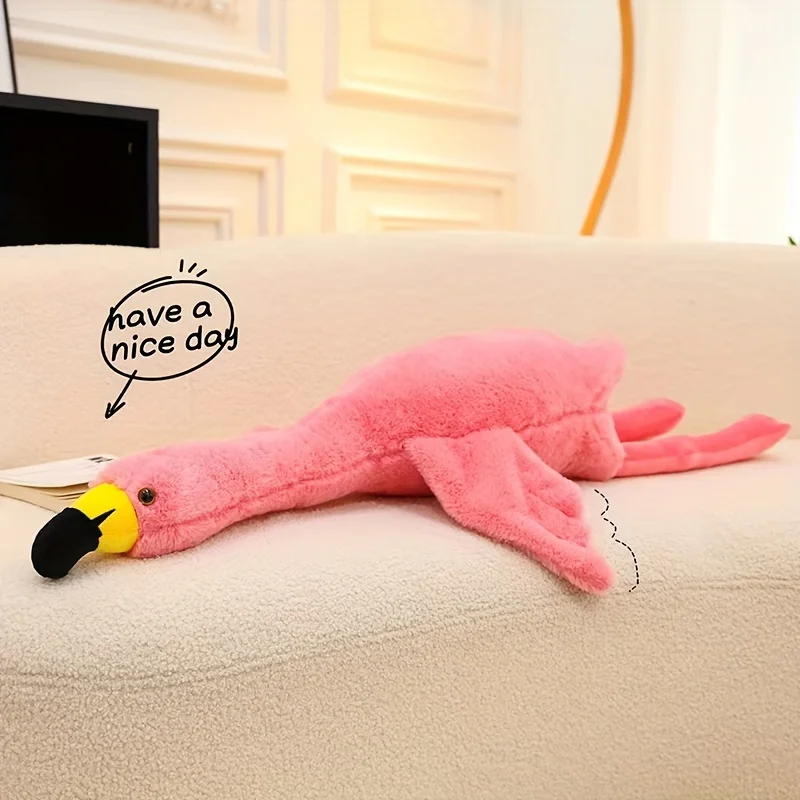 Peluche de flamenco esponjoso rosa y blanco, para niños - imagen 2
