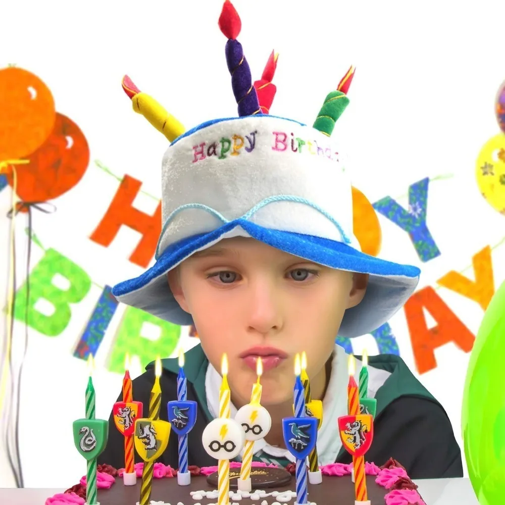 Juego gorro y gafas en felpa para fiestas de cumpleaños