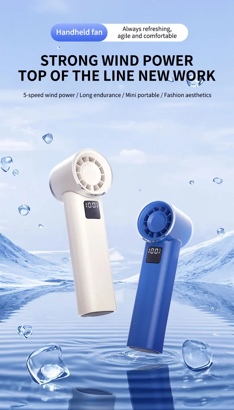 Mini ventilador portátil en uso