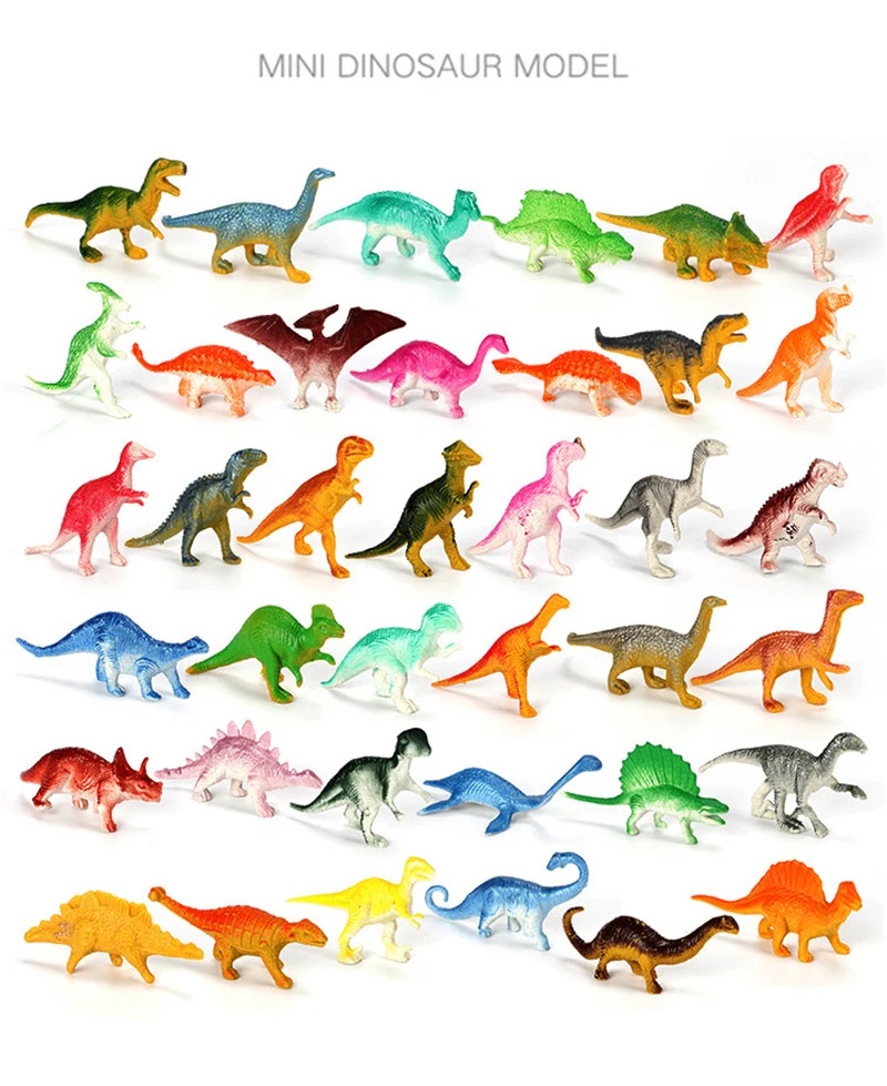 Mini figuras de dinosaurios variadas en colores realistas