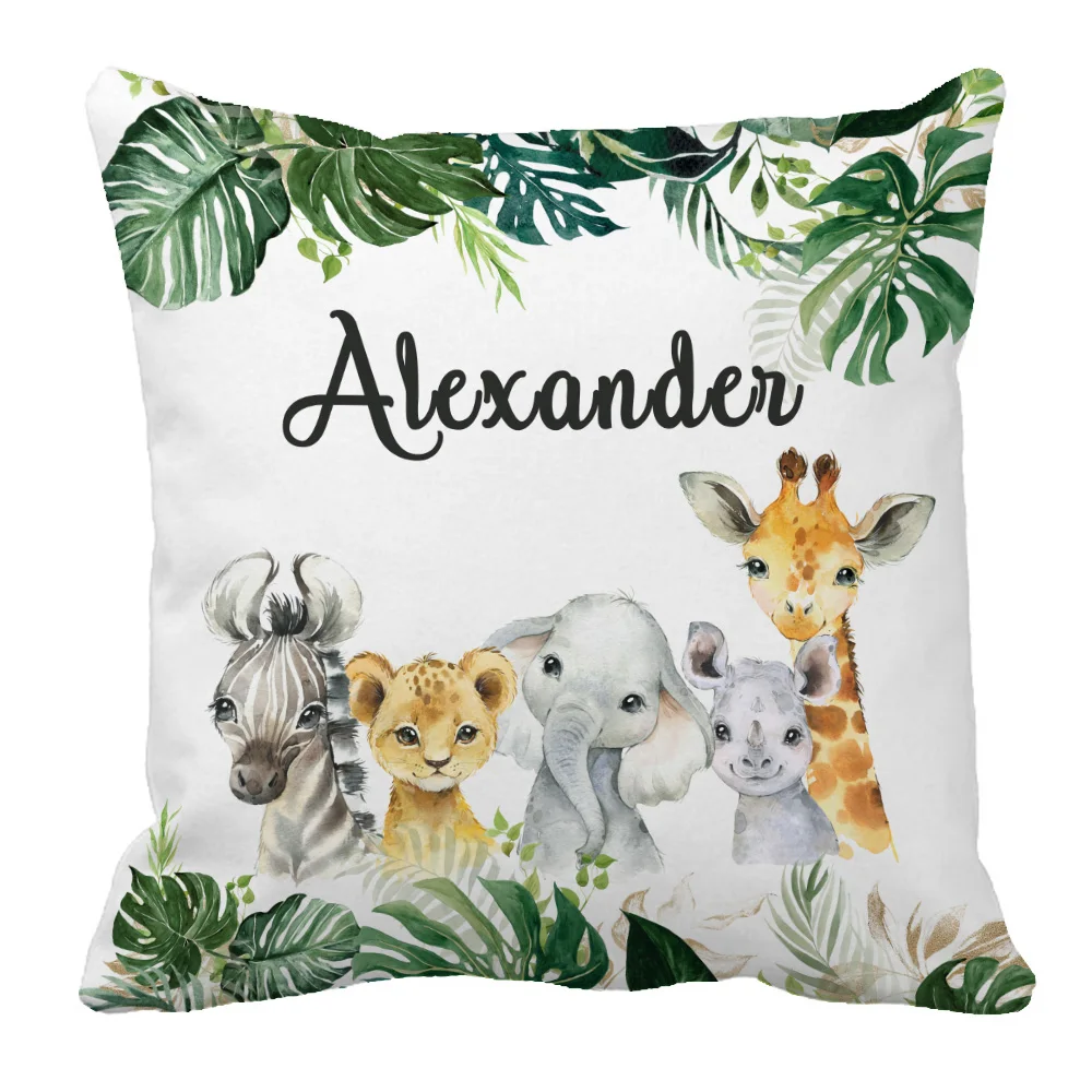 Juego de cama infantil personalizado con nombre – Animales selváticos - imagen 4
