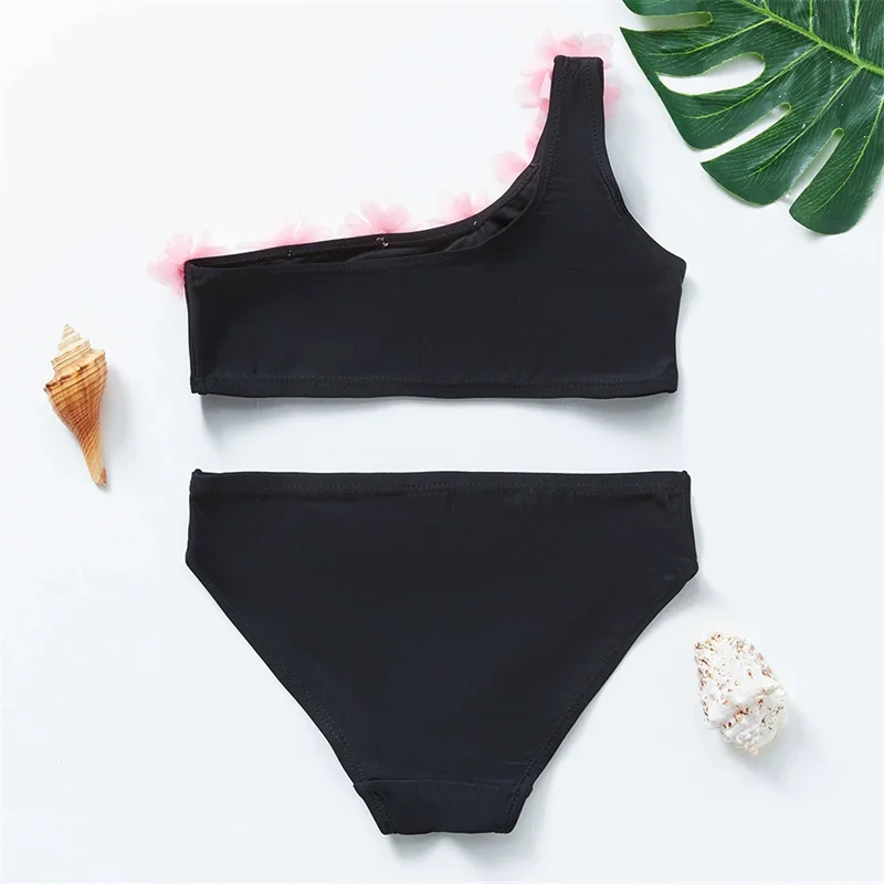 Traje de baño infantil de encaje floral para niñas, bikini - imagen 4