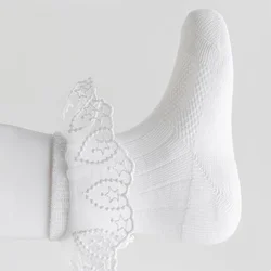 Calcetines finos verano malla algodón con encaje para niña