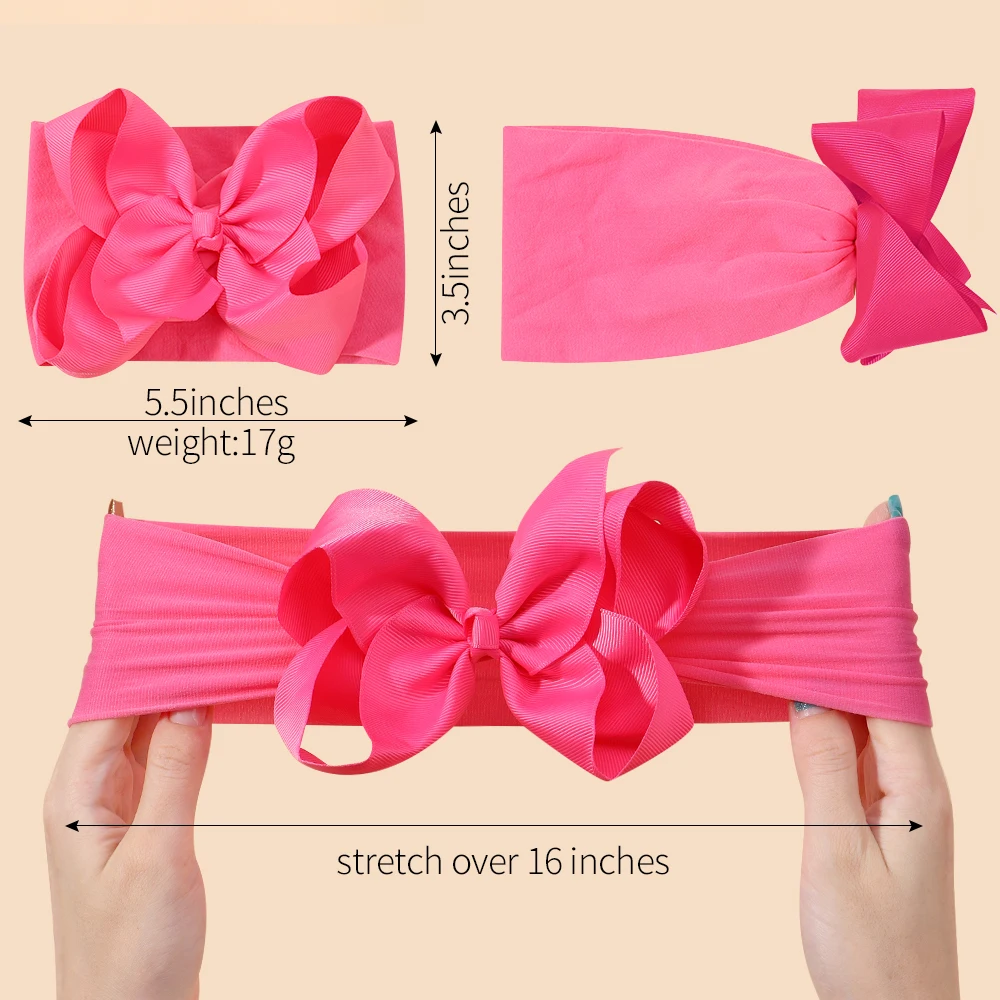 Turbante para recién nacida – Diadema elástica suave con lazo frontal - imagen 4