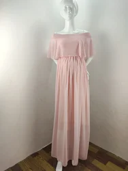Vestido de maternidad en gasa con hombros descubiertos maxi