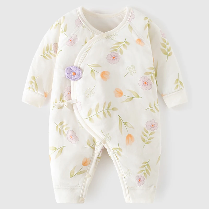 Body de manga larga de algodón para bebé con estampado floral - imagen 2
