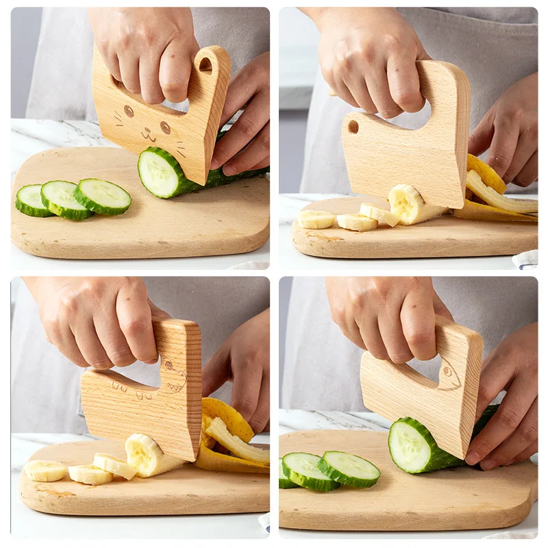 Cuchillo de madera para niños - Juguete culinario seguro y divertido