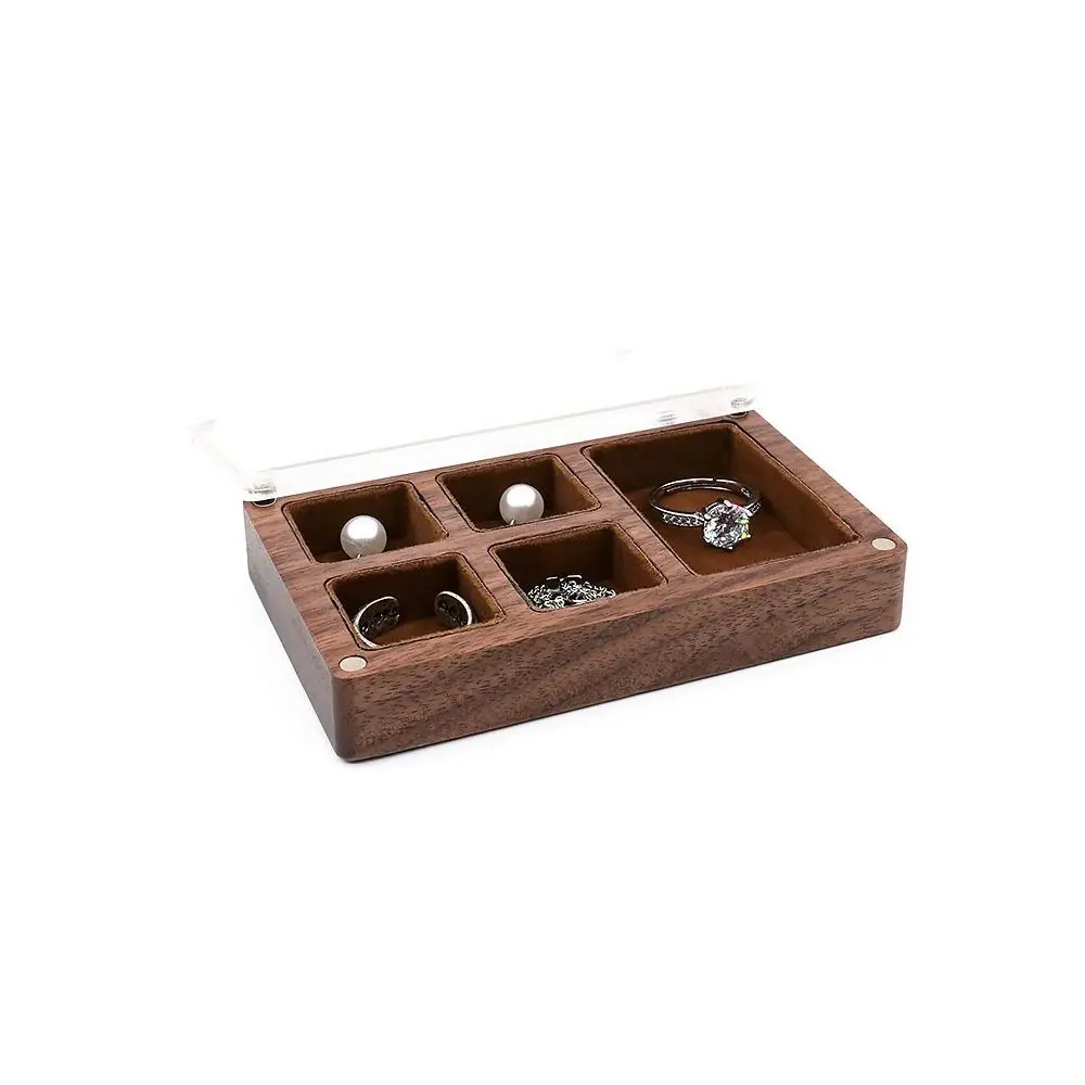 Caja para anillos de madera con ventana en nogal negro - imagen 2