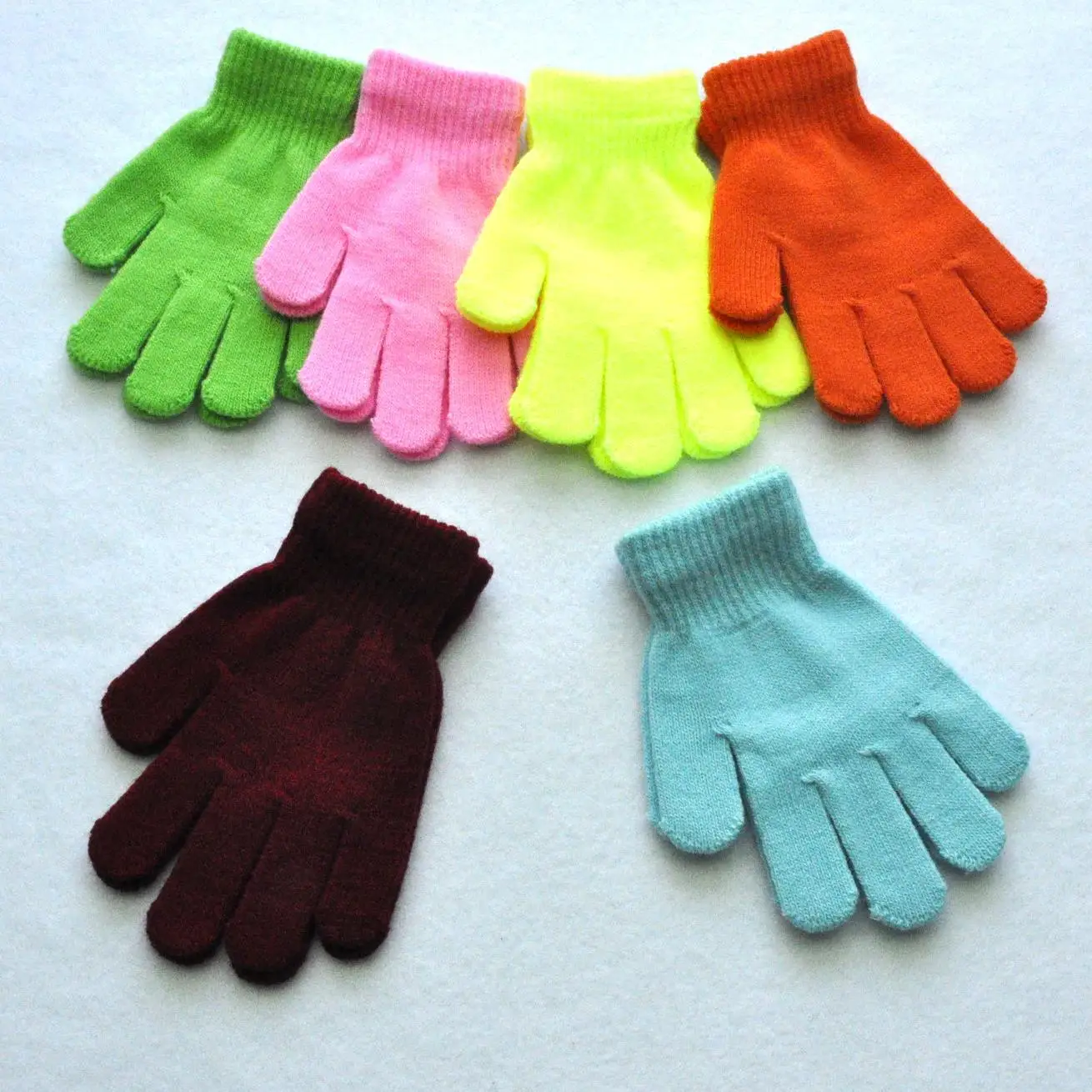 Guantes de punto para niños: peludos, color sólido, para otoño - imagen 3