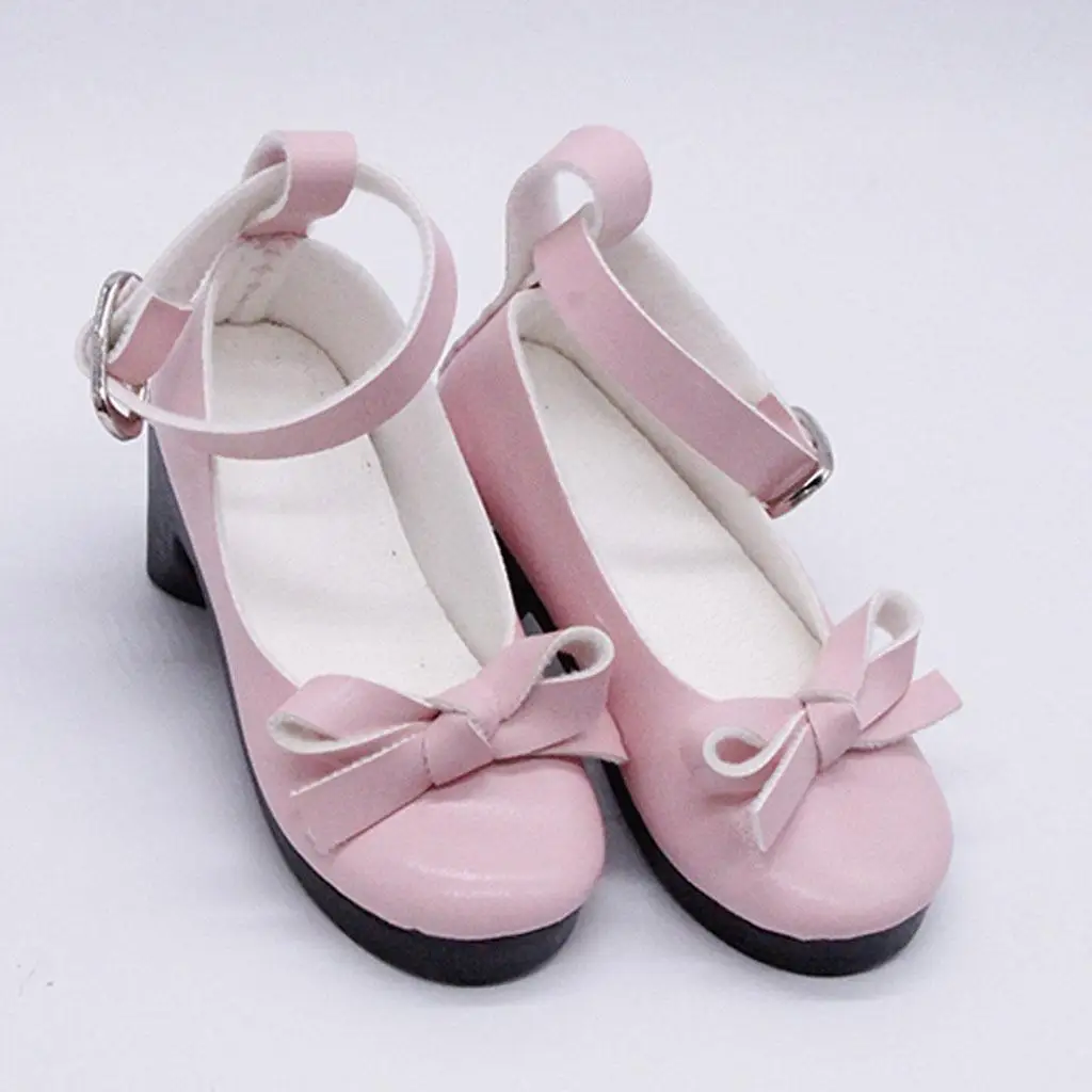 Zapatos de tacón Super Dollfie con correa al tobillo y lazo rosa - imagen 2