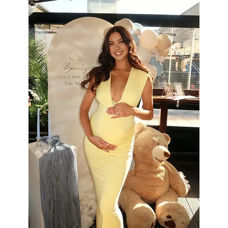 Vestido de maternidad ajustado sin mangas con escote V profundo - imagen 5