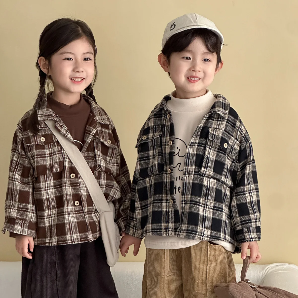Camisa de manga larga a cuadros para niña de algodón - imagen 2
