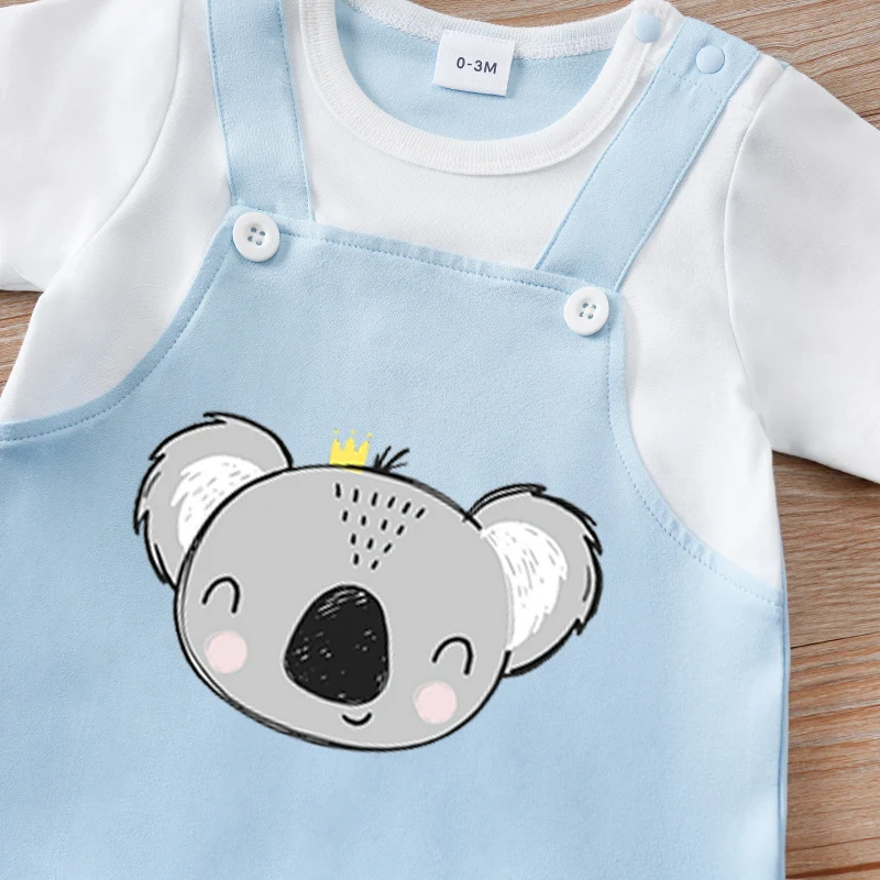 Mono de recién nacido de verano con estampado de koala azul suave - imagen 4